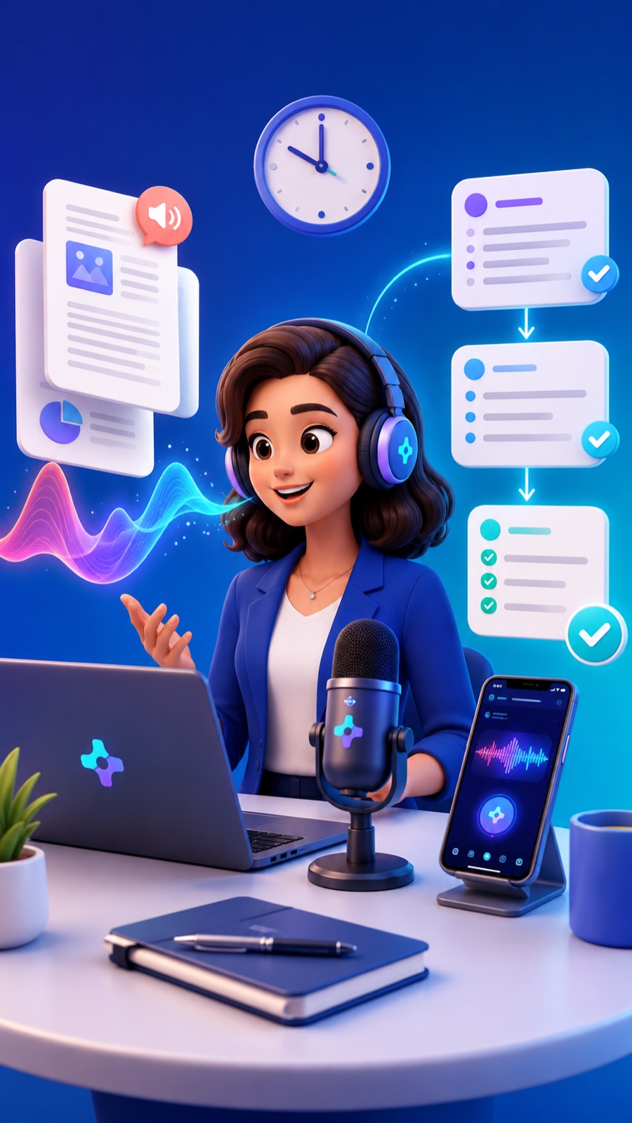 A professional using Clariva to turn speech into an organised transcript.